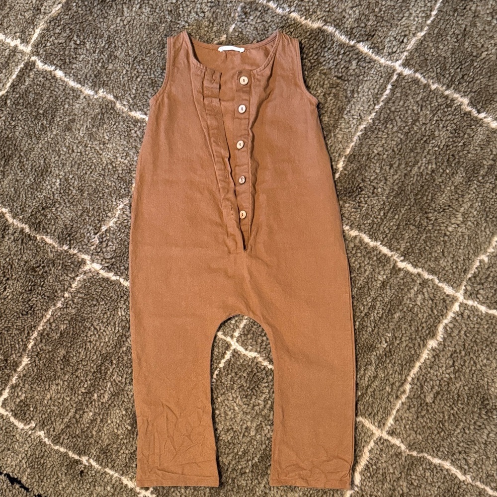 Cozy Sleeveless Tan Jumpsuit for Kids